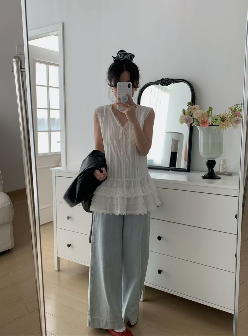 CRONG韓國代購女士新品熱賣休閑推薦25春夏時尚人氣連衣裙蕾絲CRONG連衣裙