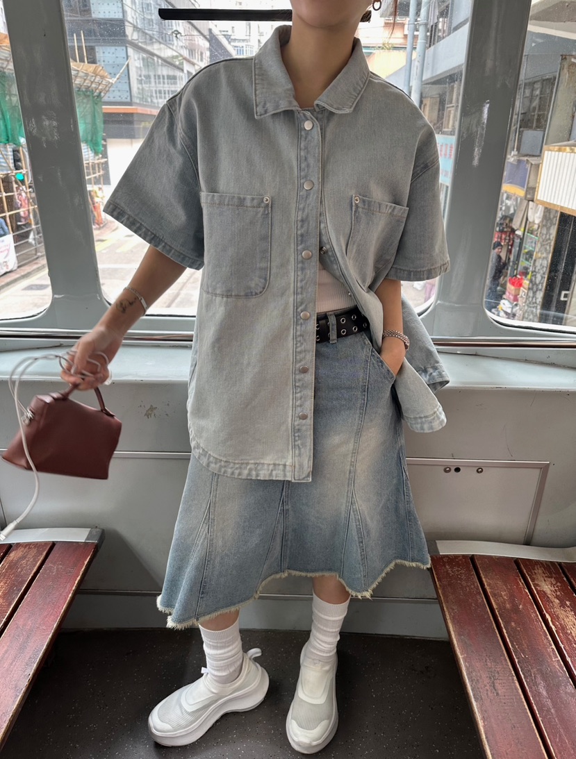 BYRING東大門實拍女士新品推薦時尚休閑半身裙中短裙復古短款BYRING半身裙/中短裙