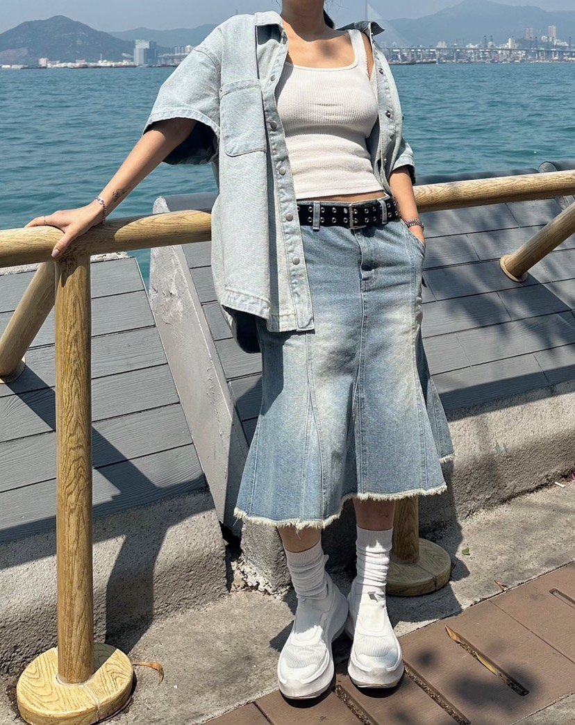 BYRING東大門實拍女士新品推薦時尚休閑半身裙中短裙復古短款BYRING半身裙/中短裙