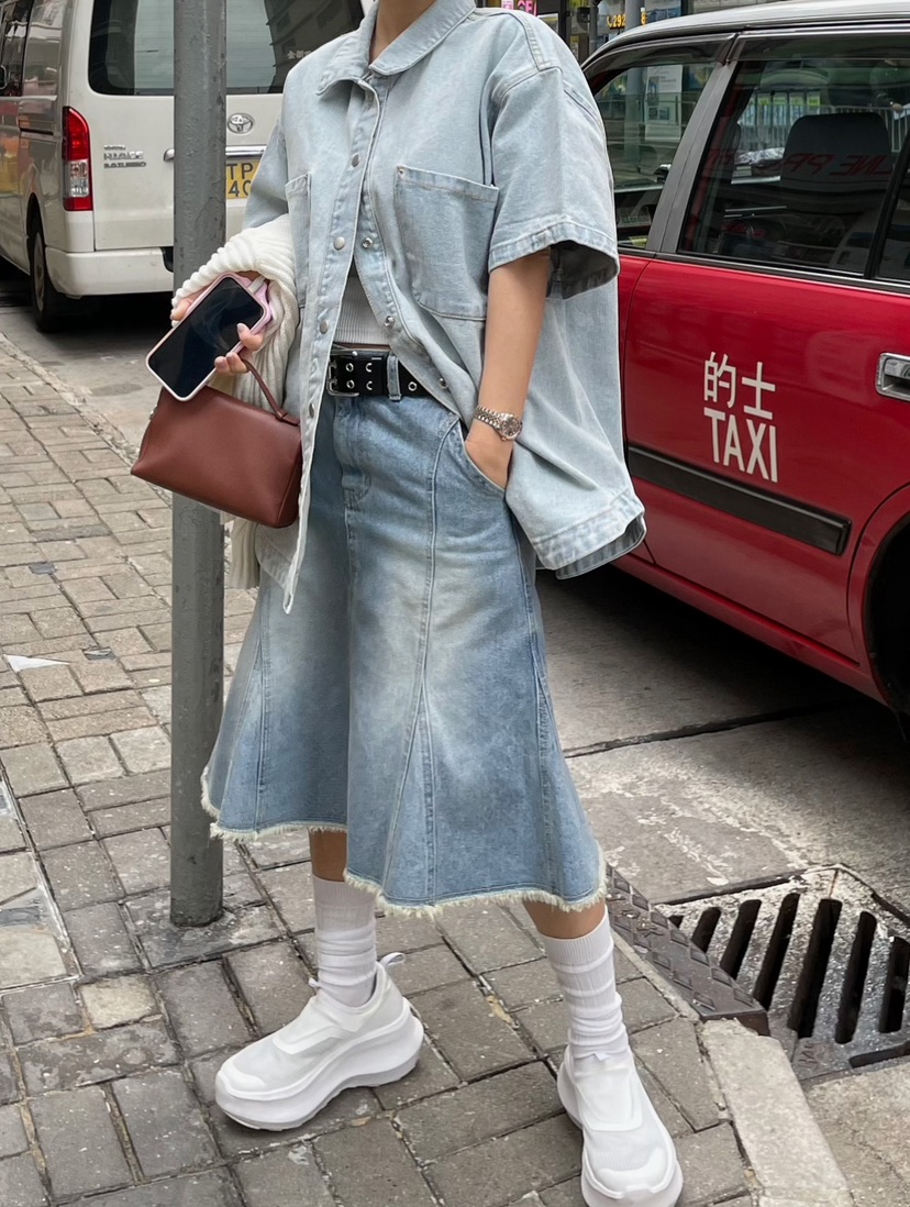 BYRING東大門實拍女士新品推薦時尚休閑半身裙中短裙復古短款BYRING半身裙/中短裙
