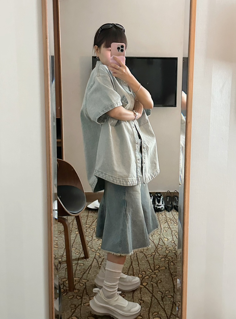 BYRING東大門實拍女士新品推薦時尚休閑半身裙中短裙復古短款BYRING半身裙/中短裙