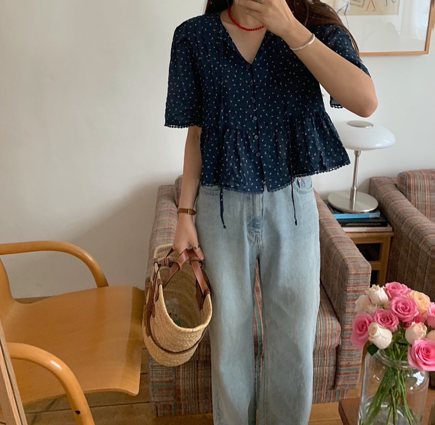 FRILL-T韓國直郵女裝新品休閑人氣推薦職業熱賣襯衫蕾絲衫FRILL-T襯衫/蕾絲衫