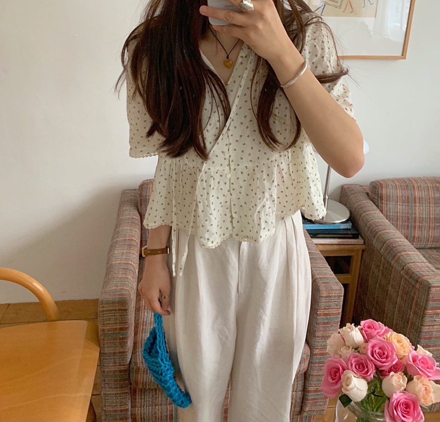 FRILL-T韓國直郵女裝新品休閑人氣推薦職業熱賣襯衫蕾絲衫FRILL-T襯衫/蕾絲衫圖色2