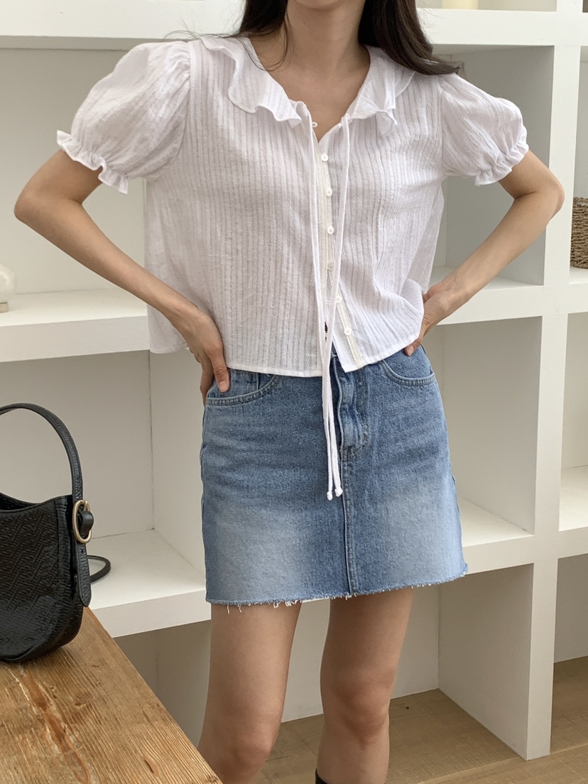 FRILL-T韓國代購女士新款職業休閑熱賣時尚襯衫蕾絲衫蕾絲FRILL-T襯衫/蕾絲衫