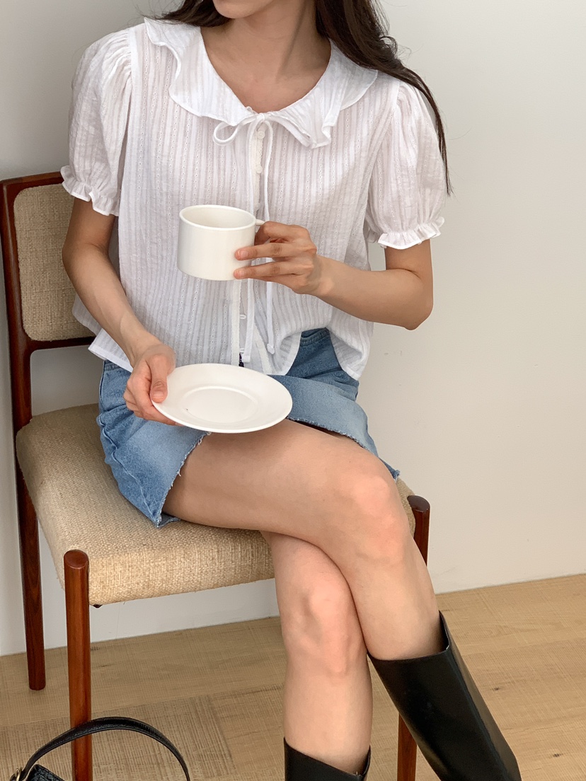 FRILL-T韓國代購女士新款職業休閑熱賣時尚襯衫蕾絲衫蕾絲FRILL-T襯衫/蕾絲衫