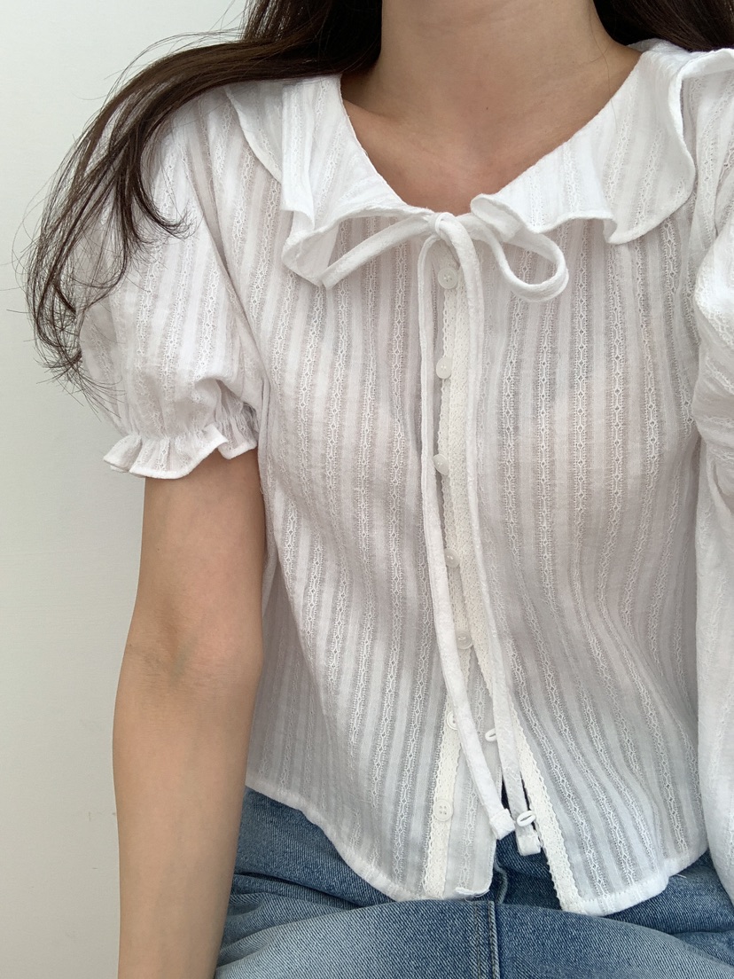 FRILL-T韓國代購女士新款職業休閑熱賣時尚襯衫蕾絲衫蕾絲FRILL-T襯衫/蕾絲衫