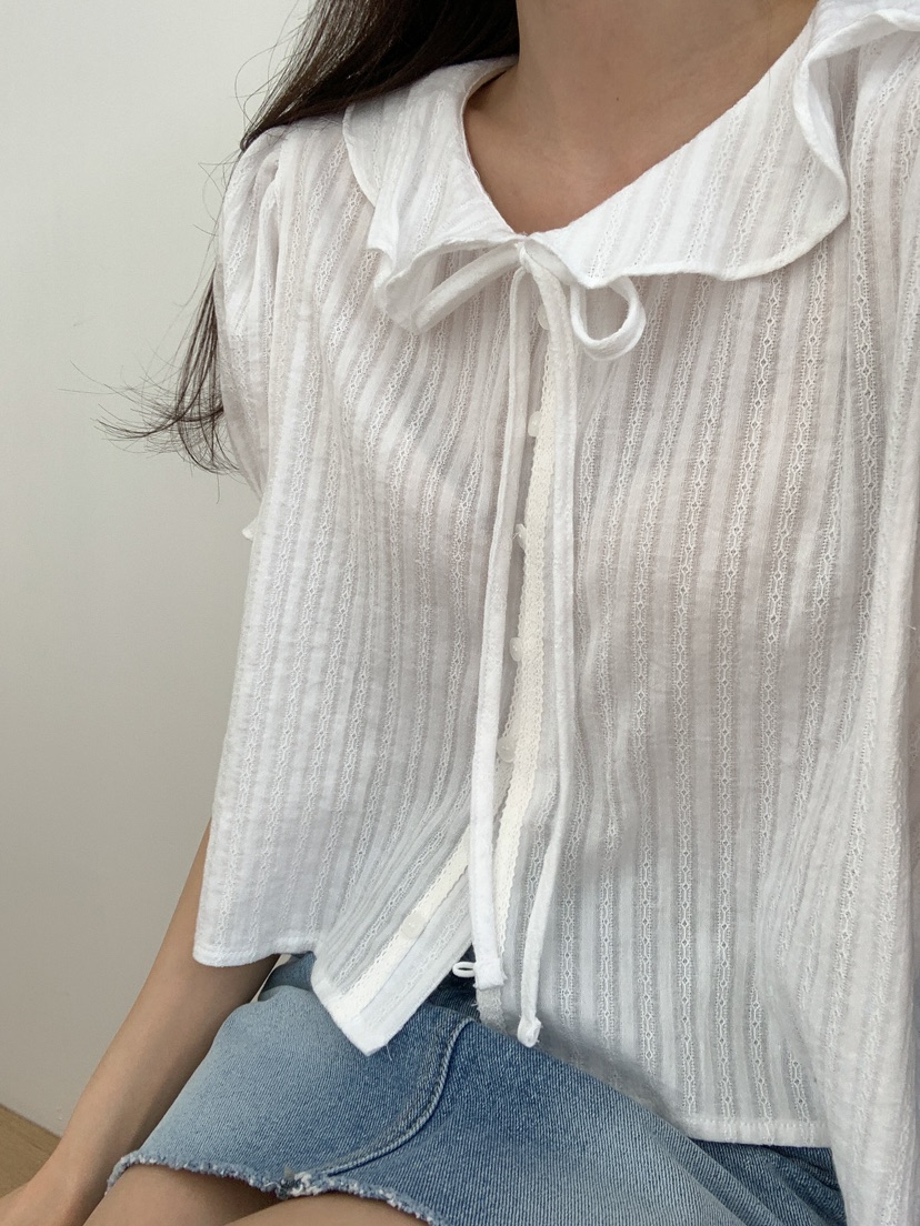 FRILL-T韓國代購女士新款職業休閑熱賣時尚襯衫蕾絲衫蕾絲FRILL-T襯衫/蕾絲衫