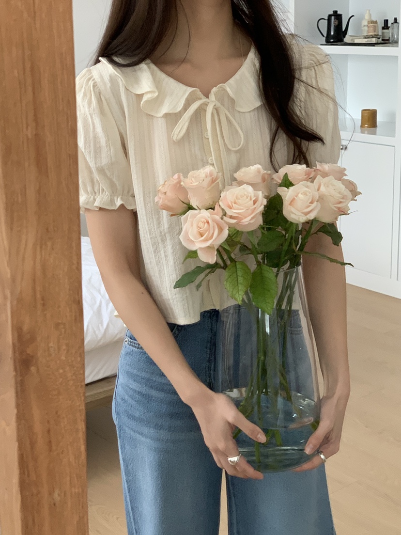 FRILL-T韓國代購女士新款職業休閑熱賣時尚襯衫蕾絲衫蕾絲FRILL-T襯衫/蕾絲衫