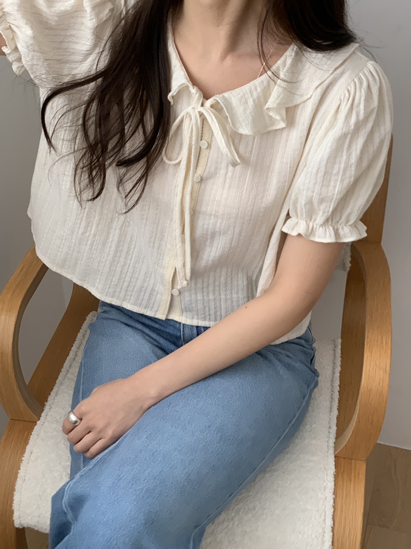 FRILL-T韓國代購女士新款職業休閑熱賣時尚襯衫蕾絲衫蕾絲FRILL-T襯衫/蕾絲衫