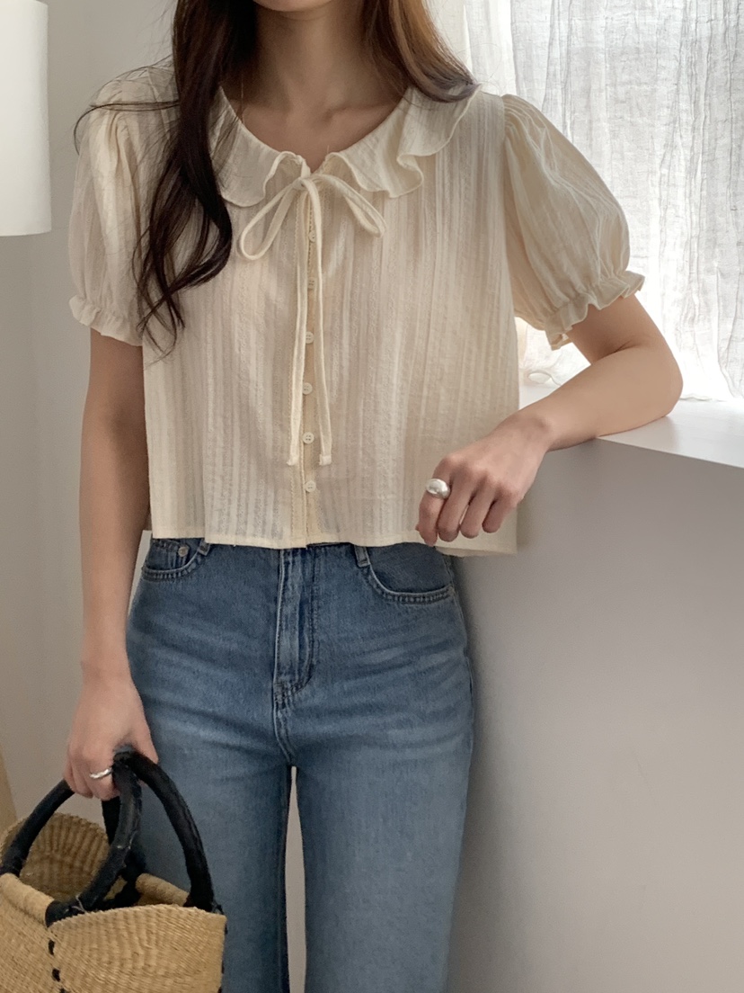 FRILL-T韓國代購女士新款職業休閑熱賣時尚襯衫蕾絲衫蕾絲FRILL-T襯衫/蕾絲衫