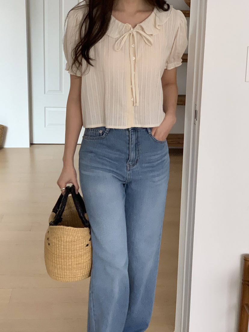 FRILL-T韓國代購女士新款職業休閑熱賣時尚襯衫蕾絲衫蕾絲FRILL-T襯衫/蕾絲衫
