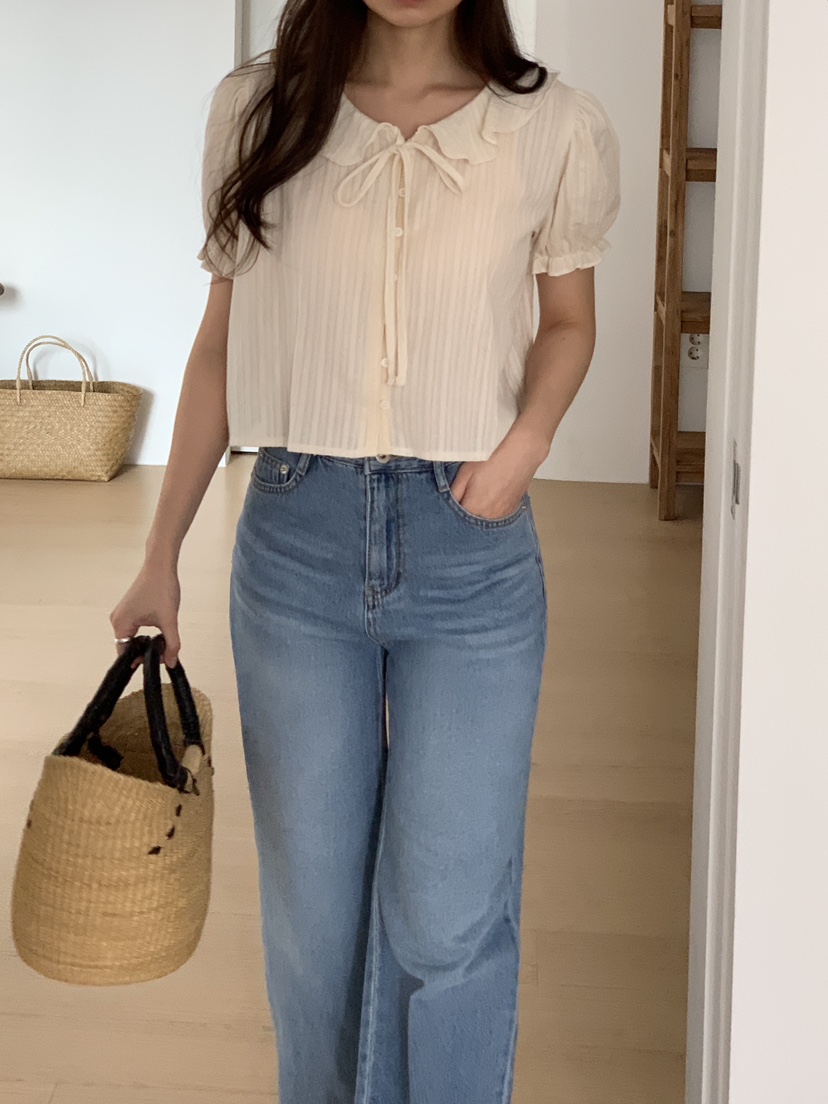 FRILL-T韓國代購女士新款職業休閑熱賣時尚襯衫蕾絲衫蕾絲FRILL-T襯衫/蕾絲衫