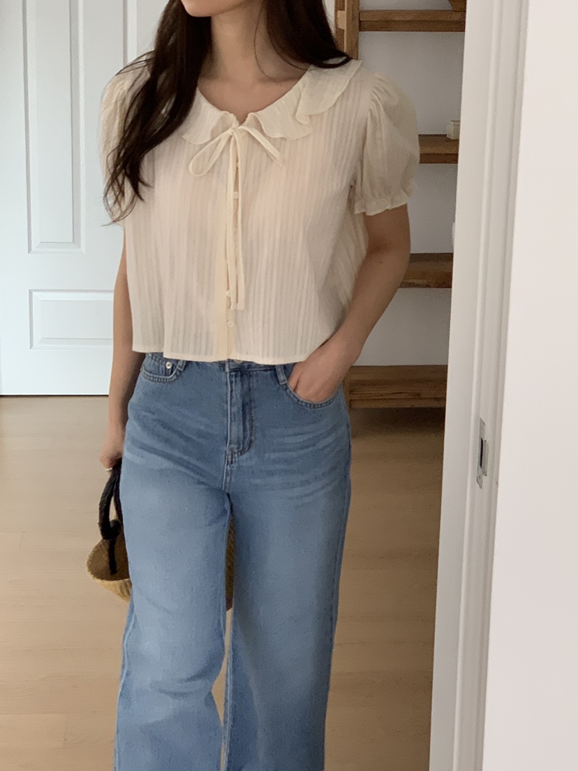 FRILL-T韓國代購女士新款職業休閑熱賣時尚襯衫蕾絲衫蕾絲FRILL-T襯衫/蕾絲衫