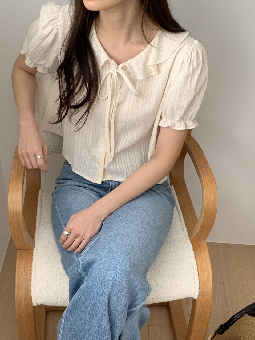 FRILL-T韓國代購女士新款職業休閑熱賣時尚襯衫蕾絲衫蕾絲FRILL-T襯衫/蕾絲衫