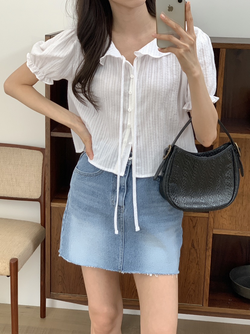 FRILL-T韓國代購女士新款職業休閑熱賣時尚襯衫蕾絲衫蕾絲FRILL-T襯衫/蕾絲衫圖色1