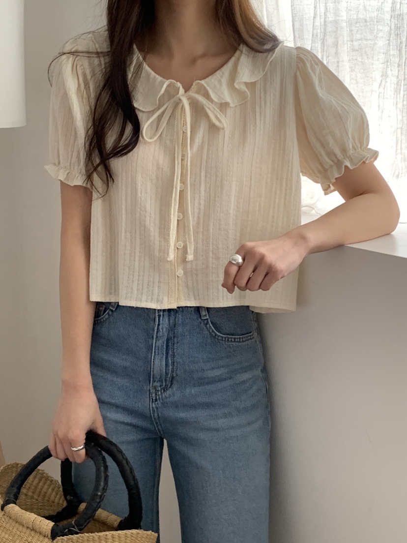 FRILL-T韓國代購女士新款職業休閑熱賣時尚襯衫蕾絲衫蕾絲FRILL-T襯衫/蕾絲衫圖色2