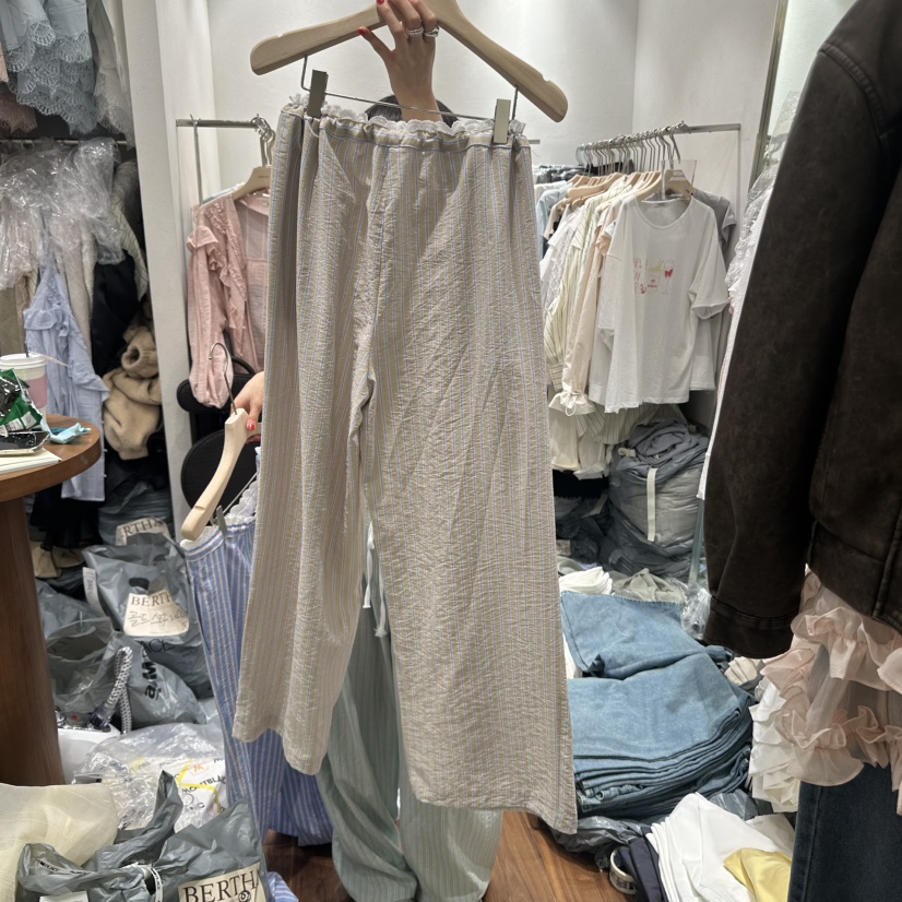 BERTHA直郵韓國代購㊣女裝新款時尚25春夏人氣職業休閑褲條紋BERTHA休閑褲
