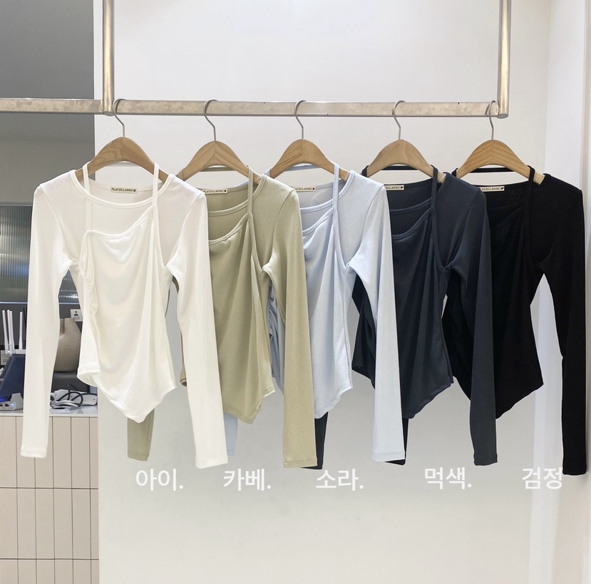 SETPLATZ韓國㊣直郵東大門代購女裝新款25春夏熱賣時尚長袖T恤PLATZCLASSIC長袖T恤