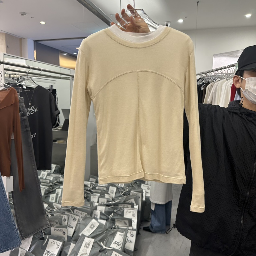 PAVEL韓國直郵㊣女裝新品25春夏職業人氣休閑時尚推薦長袖T恤PAVEL長袖T恤圖色2