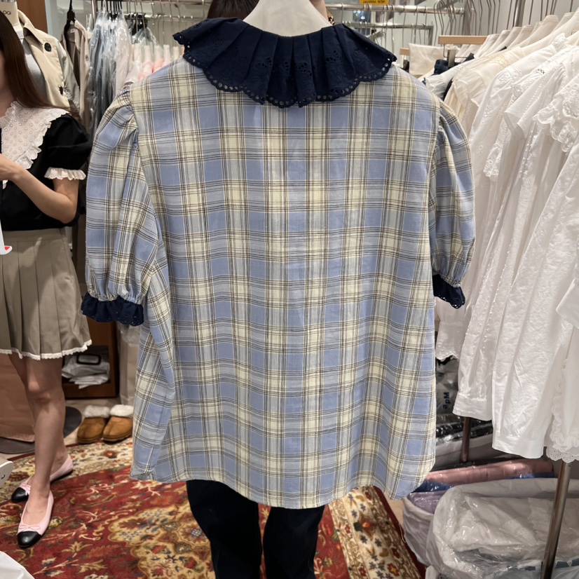 OGI直郵韓國代購㊣女裝新款時尚推薦熱賣職業25春夏襯衫蕾絲衫FLat OGI襯衫/蕾絲衫