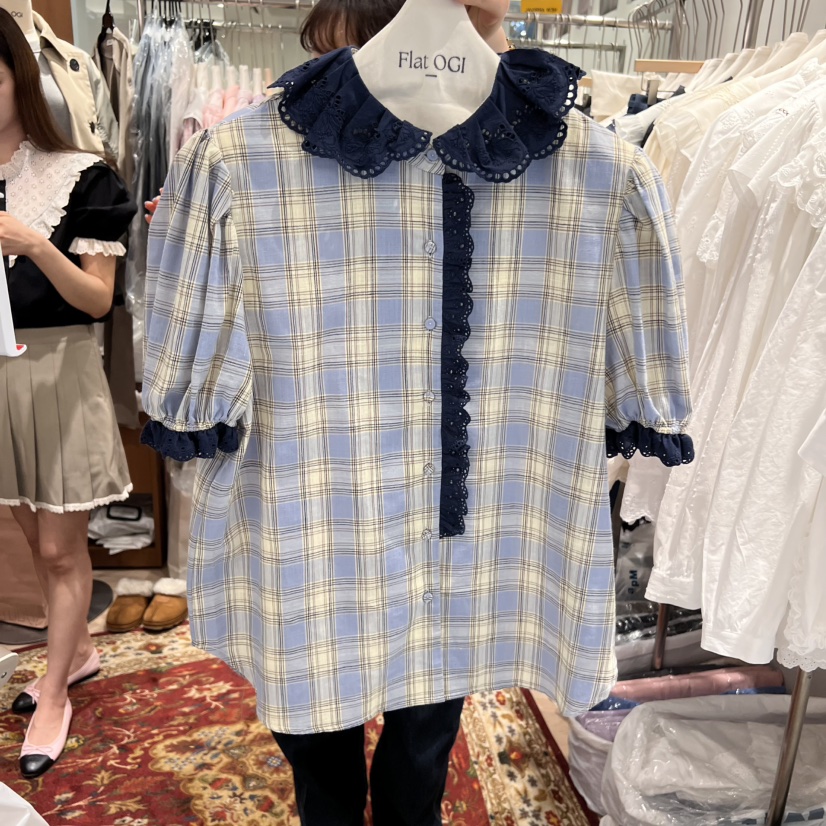 OGI直郵韓國代購㊣女裝新款時尚推薦熱賣職業25春夏襯衫蕾絲衫FLat OGI襯衫/蕾絲衫圖色2