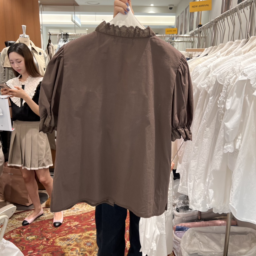 OGI韓國直郵㊣女裝新品休閑25春夏人氣推薦熱賣時尚襯衫蕾絲衫FLat OGI襯衫/蕾絲衫