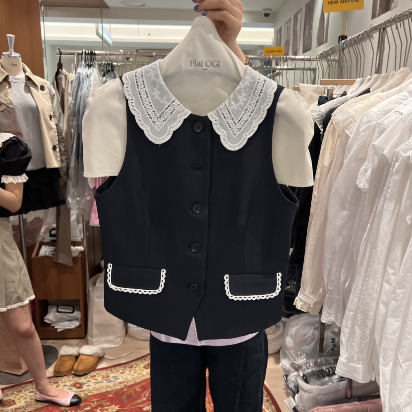 OGI韓國直郵㊣女裝新款職業熱賣人氣時尚休閑25春夏馬甲不含內搭FLat OGI馬甲圖色2
