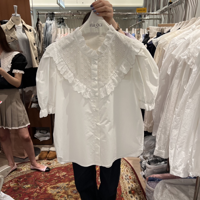 OGI韓國直郵㊣東大門實拍女裝新品時尚25春夏推薦襯衫蕾絲衫FLat OGI襯衫/蕾絲衫圖色1