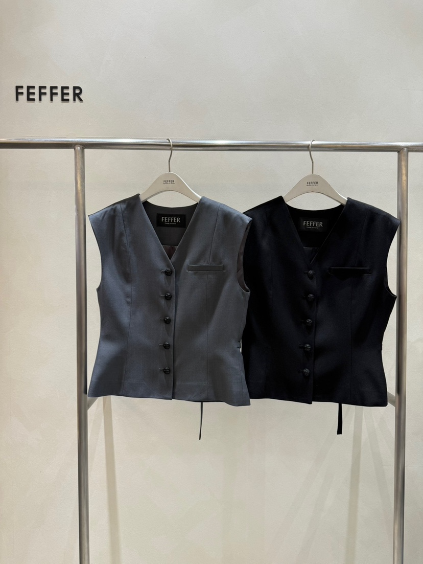 FEFFER韓國直郵㊣東大門實拍女裝新款時尚職業熱賣休閑馬甲FEFFER馬甲