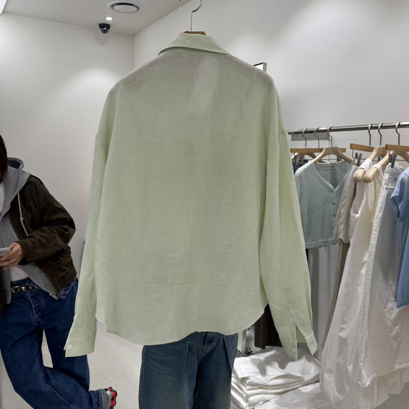 REPELLER韓國直郵㊣女裝新品人氣襯衫蕾絲衫含領帶亞麻寬松REPELLER襯衫/蕾絲衫