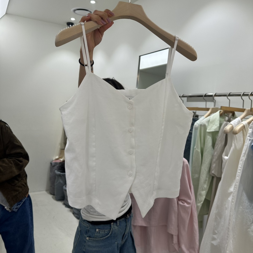 REPELLER直郵韓國代購㊣女裝新品推薦人氣職業吊帶背心亞麻REPELLER吊帶/背心圖色2