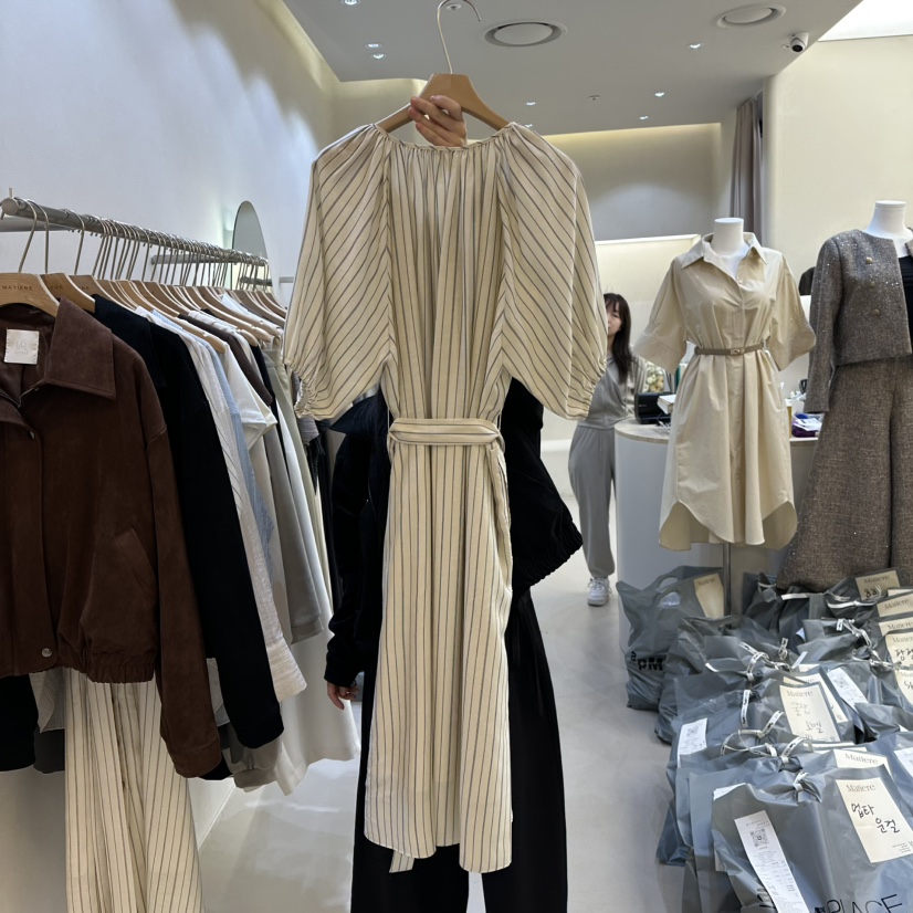 MATIERE韓國直郵㊣女裝新品推薦25春夏休閑時尚連衣裙含腰帶MATIERE連衣裙