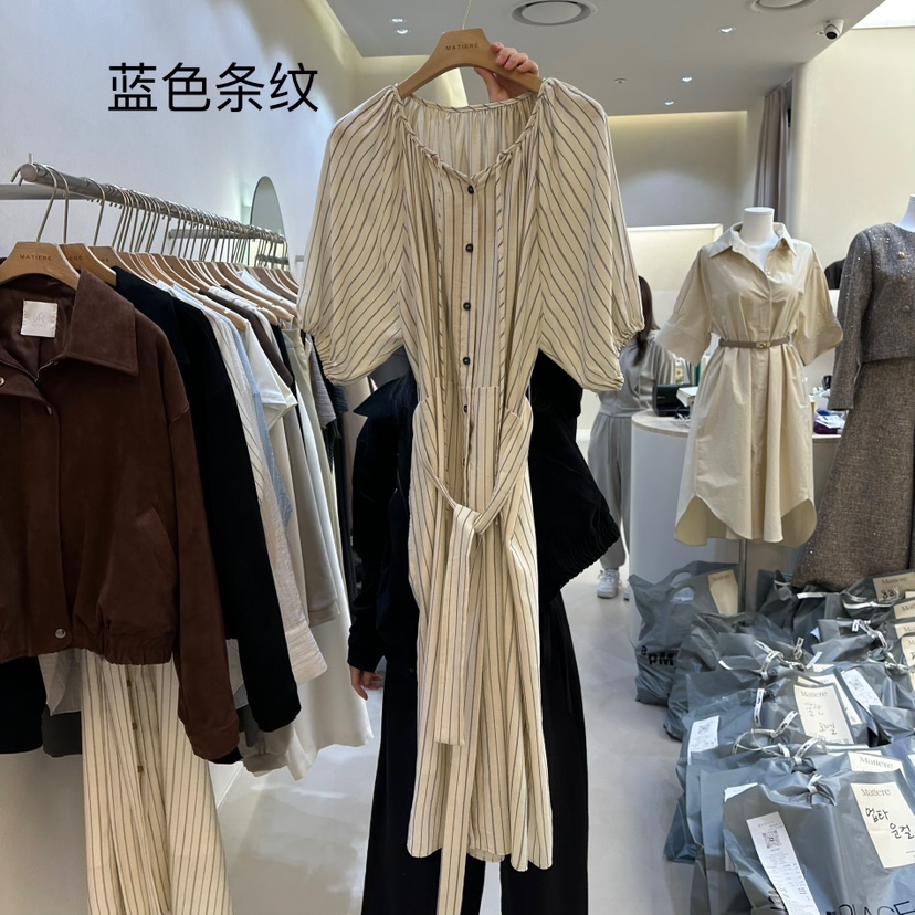 MATIERE韓國直郵㊣女裝新品推薦25春夏休閑時尚連衣裙含腰帶MATIERE連衣裙