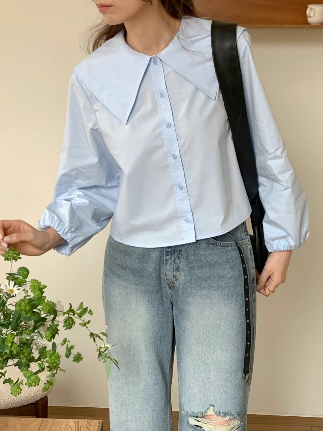 BLACKPOM-블랙폼-T韓國直郵㊣女裝新款25春夏人氣襯衫蕾絲衫BLACKPOM-ot襯衫/蕾絲衫圖色2