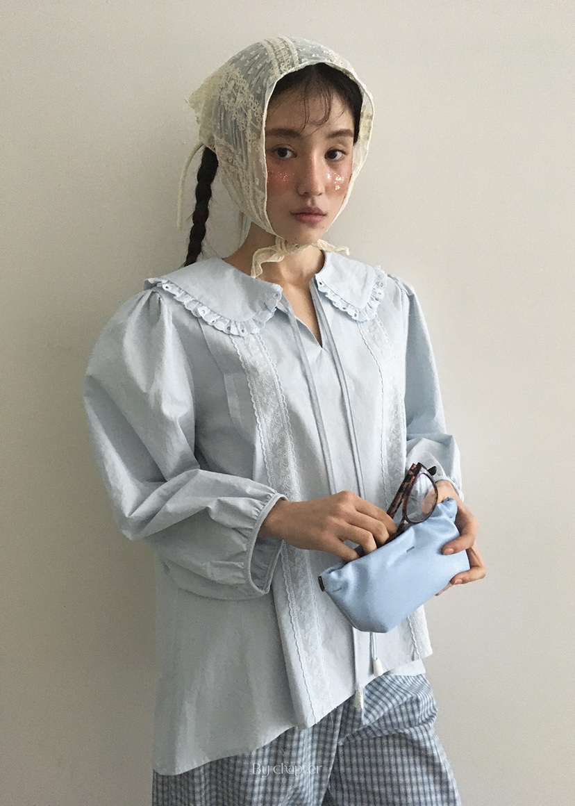 BY CHAPTER韓國㊣直郵東大門代購女裝新款人氣襯衫蕾絲衫蕾絲Chapter襯衫/蕾絲衫
