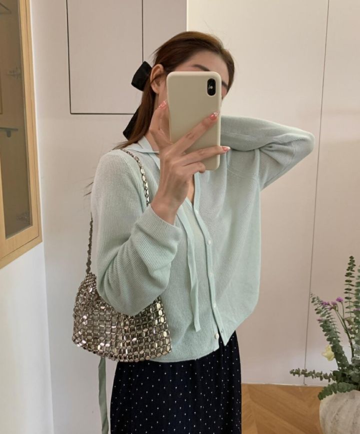 BELLINO293直郵韓國代購㊣女裝新款時尚熱賣25春夏針織衫含脖帶BOBBIE DOLL針織衫