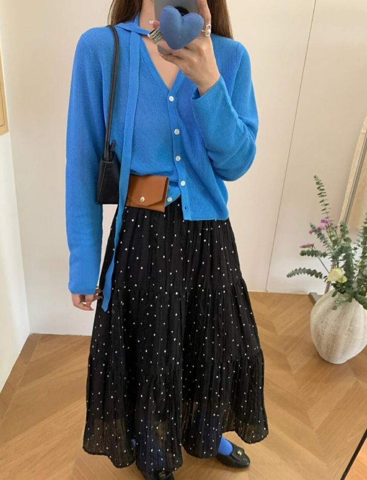 BELLINO293直郵韓國代購㊣女裝新款時尚熱賣25春夏針織衫含脖帶BOBBIE DOLL針織衫