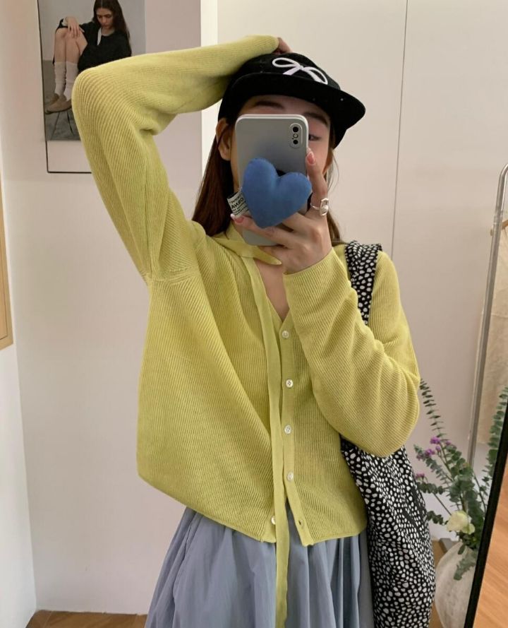 BELLINO293直郵韓國代購㊣女裝新款時尚熱賣25春夏針織衫含脖帶BOBBIE DOLL針織衫圖色3