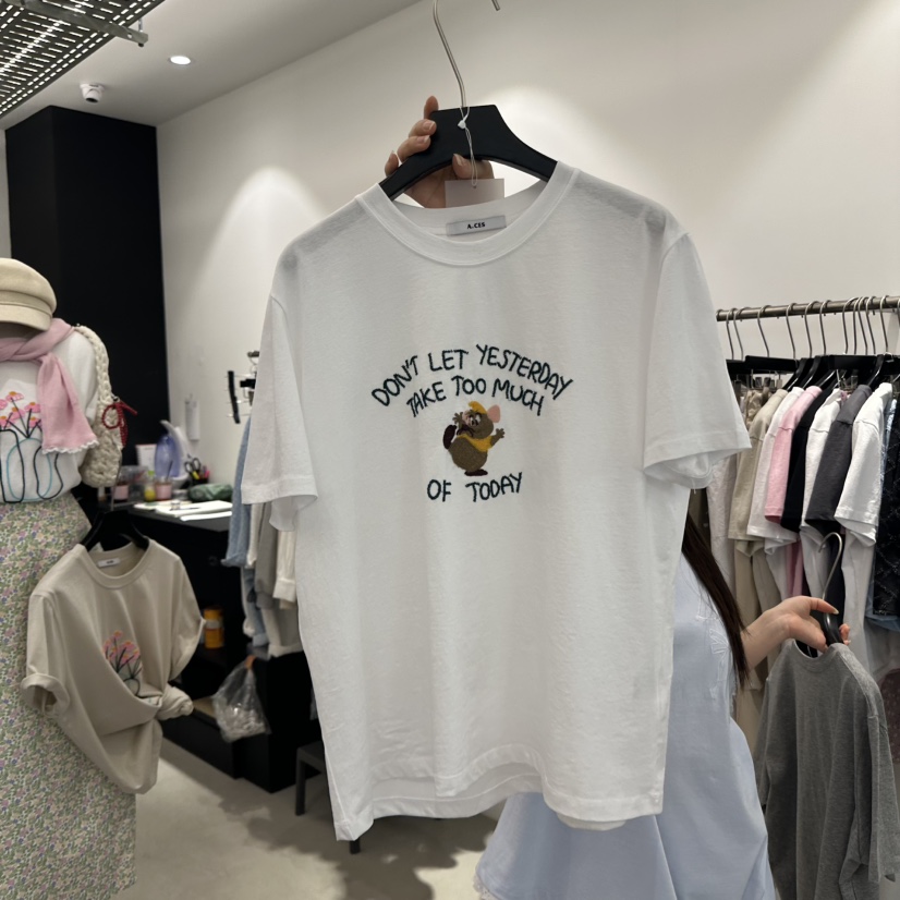 A.CES韓國直郵㊣東大門實拍女裝新品熱賣職業25春夏人氣T恤A.CEST恤圖色2