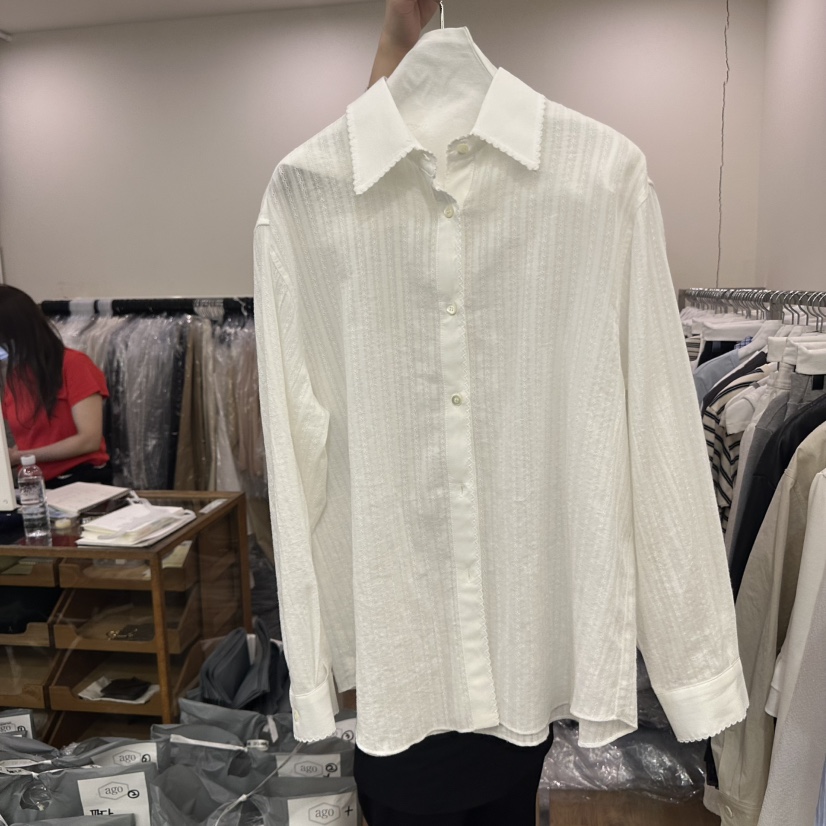 AGO韓國直郵㊣東大門實拍女裝新款休閑25春夏職業襯衫蕾絲衫AGO襯衫/蕾絲衫圖色2