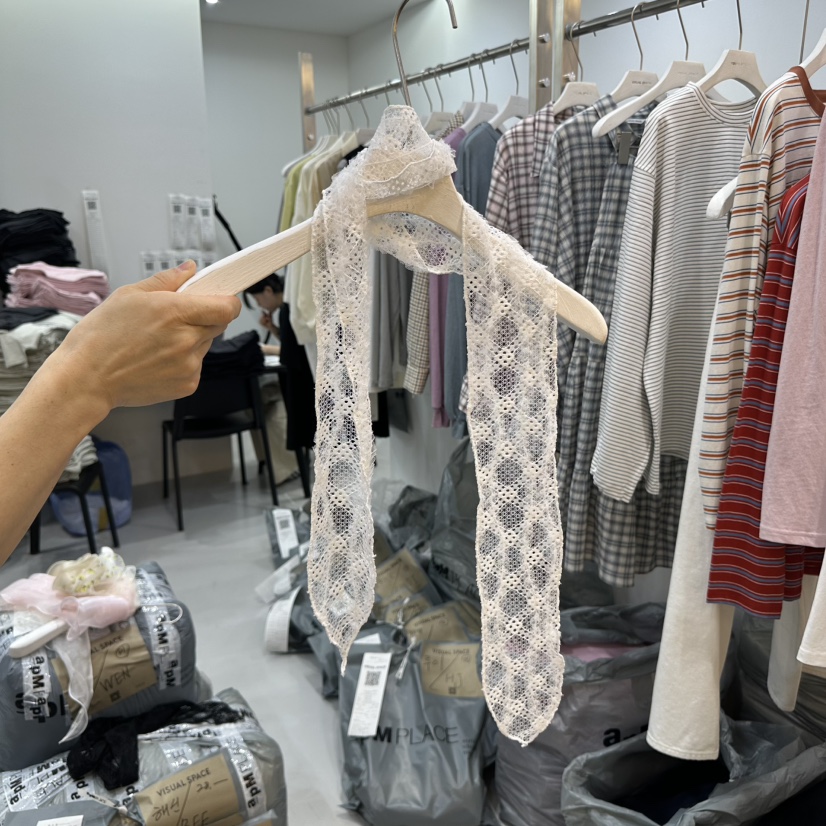 VISUAL SPACE直郵韓國代購㊣女裝新品熱賣25春夏圍巾披肩蕾絲VISUAL SPACE圍巾/披肩圖色2