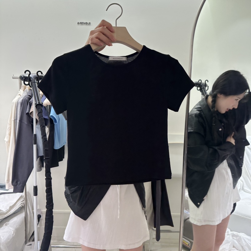 AVECNOUS韓國直郵㊣女裝新品時尚推薦人氣職業熱賣25春夏T恤AVECNOUST恤圖色2