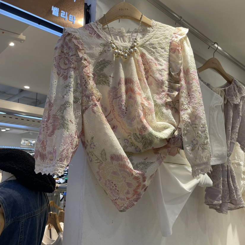 空韓國直郵㊣東大門實拍女裝新品職業人氣熱賣25春夏襯衫蕾絲衫BELITA襯衫/蕾絲衫