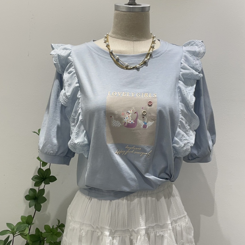 空韓國直郵㊣東大門實拍女裝新品25春夏休閑人氣熱賣T恤可愛的BELITAT恤