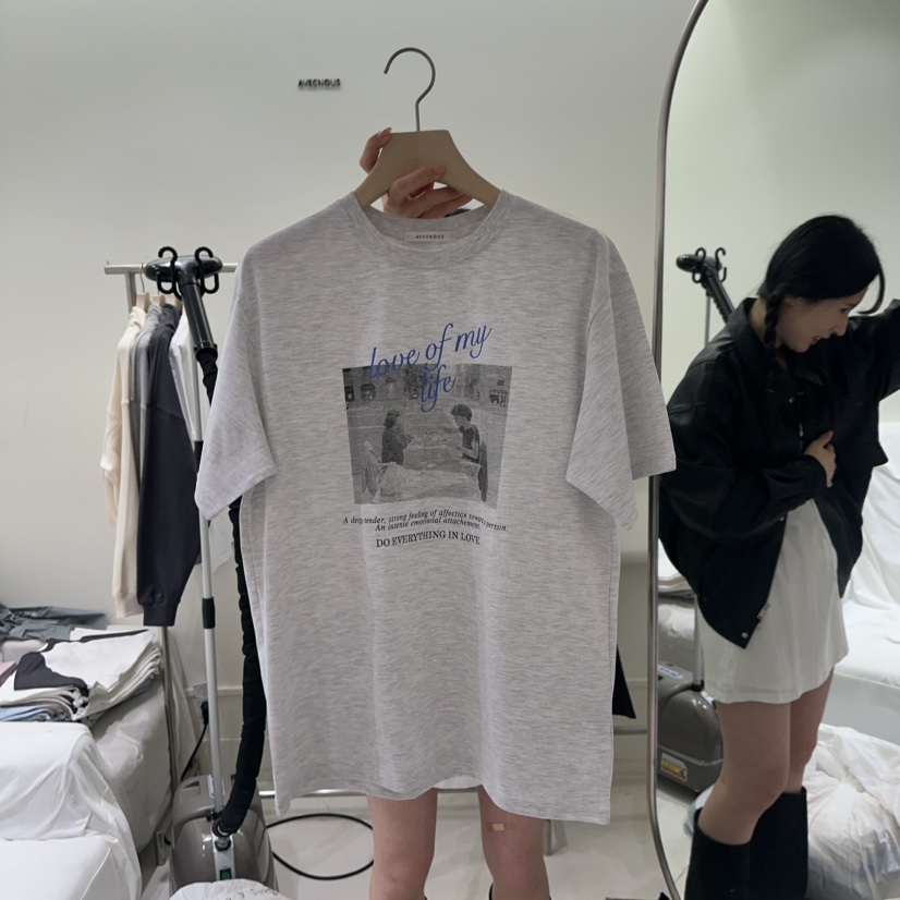 AVECNOUS韓國㊣直郵東大門代購女裝新品休閑人氣時尚熱賣T恤AVECNOUST恤圖色1