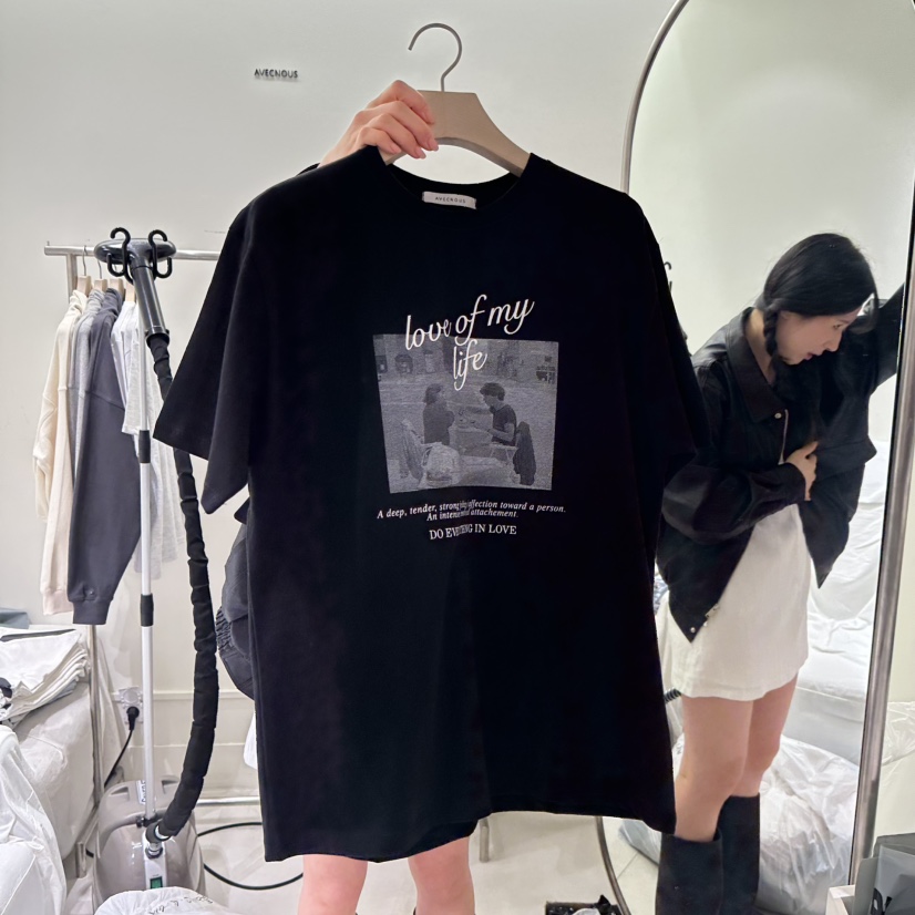 AVECNOUS韓國㊣直郵東大門代購女裝新品休閑人氣時尚熱賣T恤AVECNOUST恤圖色2