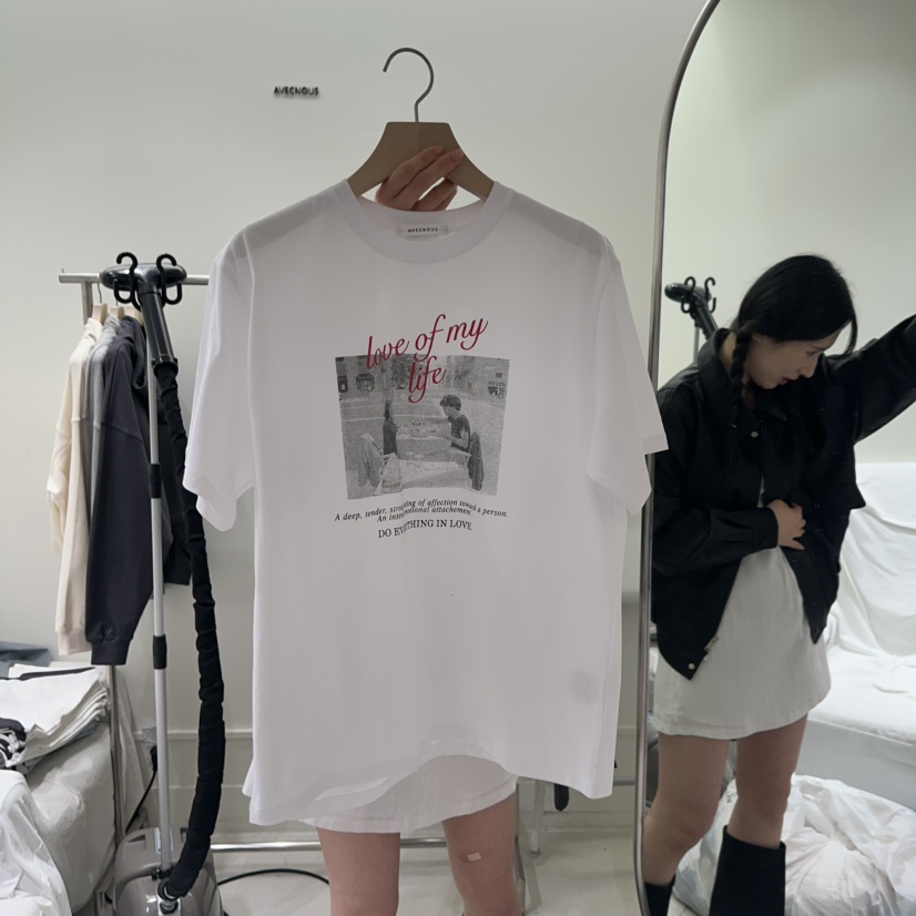 AVECNOUS韓國㊣直郵東大門代購女裝新品休閑人氣時尚熱賣T恤AVECNOUST恤圖色3