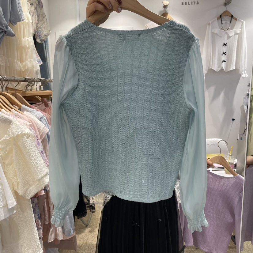 空韓國直郵㊣女裝新品職業25春夏休閑時尚熱賣推薦襯衫蕾絲衫BELITA襯衫/蕾絲衫