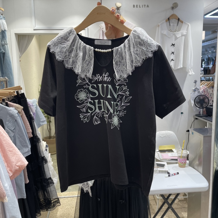 空直郵韓國代購㊣女裝新品人氣職業時尚熱賣25春夏休閑推薦T恤BELITAT恤圖色3
