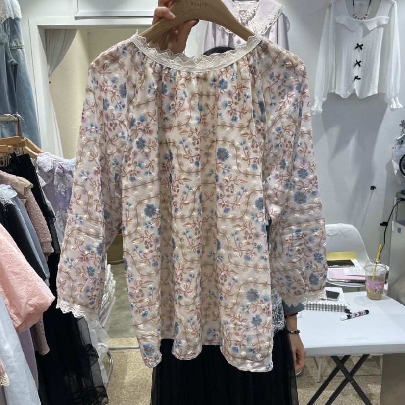 空韓國㊣直郵東大門代購女裝新品職業休閑時尚人氣襯衫蕾絲衫BELITA襯衫/蕾絲衫